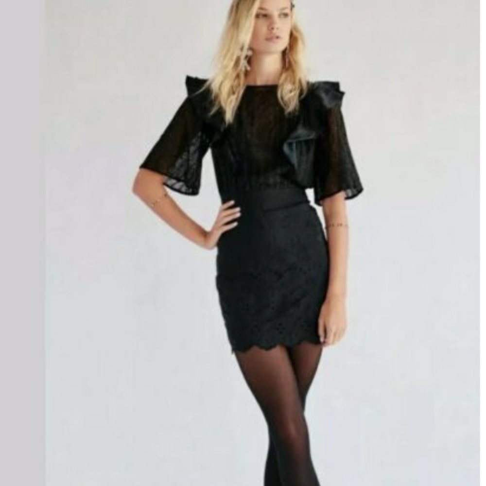 Free People Mackenzie Black Mini Dress NWOT